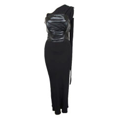 Vintage JEAN PAUL GAULTIER Blk Strapless Leather Bustier Dress