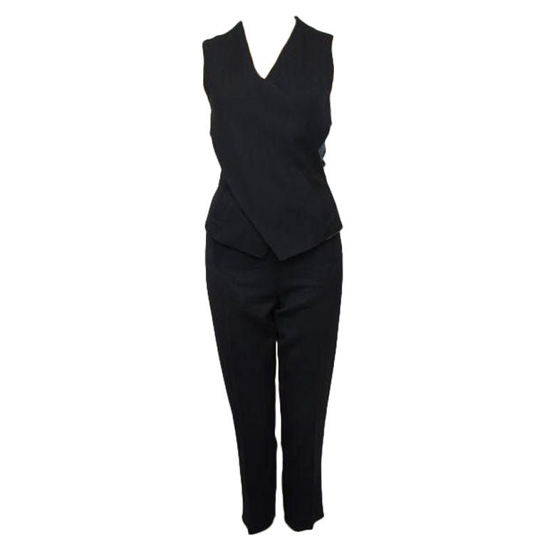 JEAN PAUL GAULTIER Blk Wrap Vest Pantset For Sale