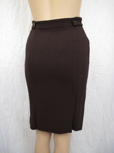 GUCCI Brown Pinstriped Pencil Skirtsuit For Sale 5