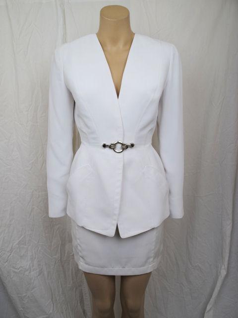 THIERRY MUGLER White Fitted Skirtsuit