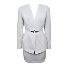 THIERRY MUGLER White Fitted Skirtsuit