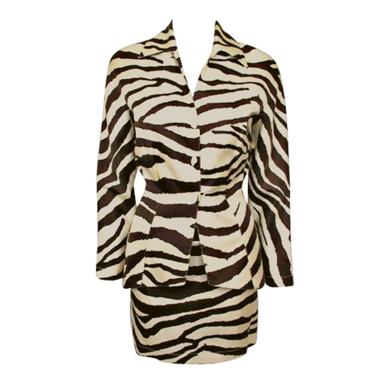 THIERRY MUGLER Tan & Brown Zebra Print For Sale