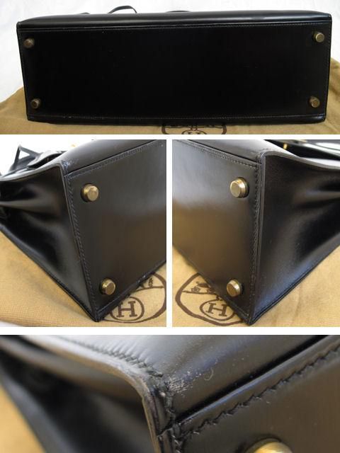 Hermes 1983 Black Box Calf Leather Kelly 32cm Bag For Sale 5