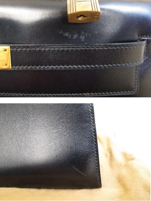 Hermes 1983 Black Box Calf Leather Kelly 32cm Bag For Sale 6