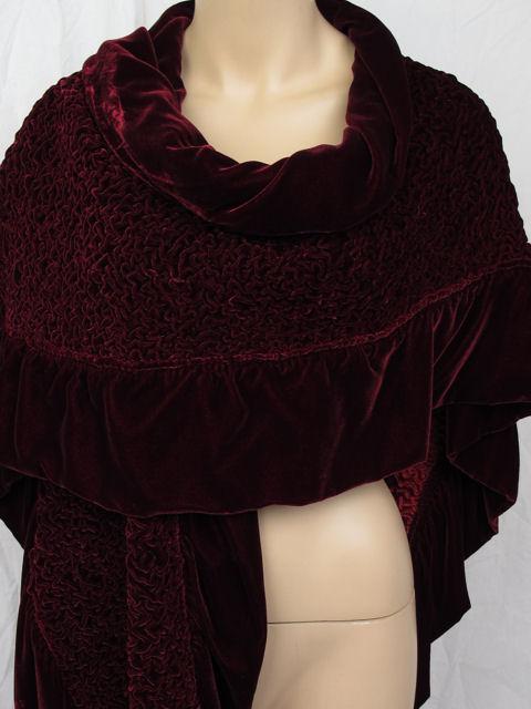 Women's CHRISTIAN DIOR Burgundy Velvet Ruffled Wrap