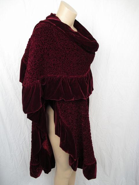 CHRISTIAN DIOR Burgundy Velvet Ruffled Wrap 1