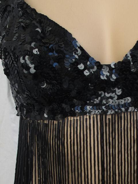 Women's KATHERINE HAMNETT Black Sequins & Beaded Fringe Top For Sale