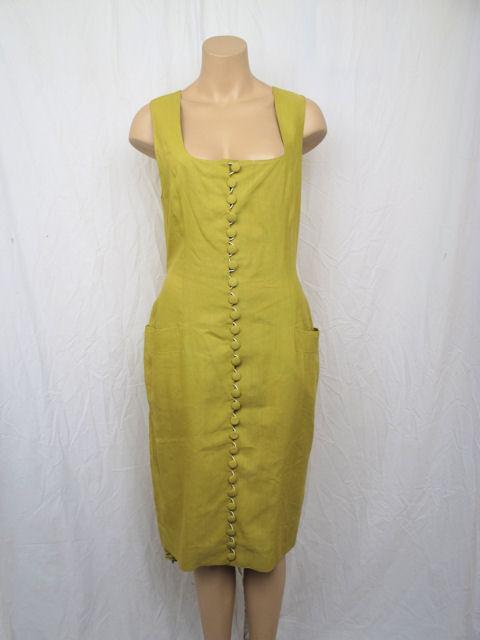 MARTINE SITBON Chartreuse Button Down Dress