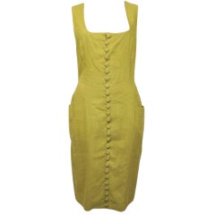 Vintage MARTINE SITBON Chartreuse Button Down Dress