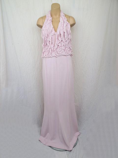 HERVE LEGER Light Lavender Ruffled Bodice Halter Dress