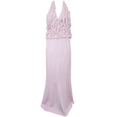 HERVE LEGER Light Lavender Ruffled Bodice Halter Dress