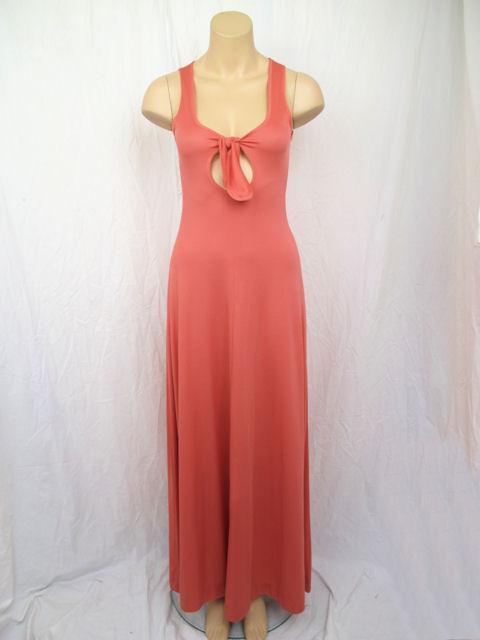 1970's JOHN KLOSS Coral Silk Jersey Tie Front Dress