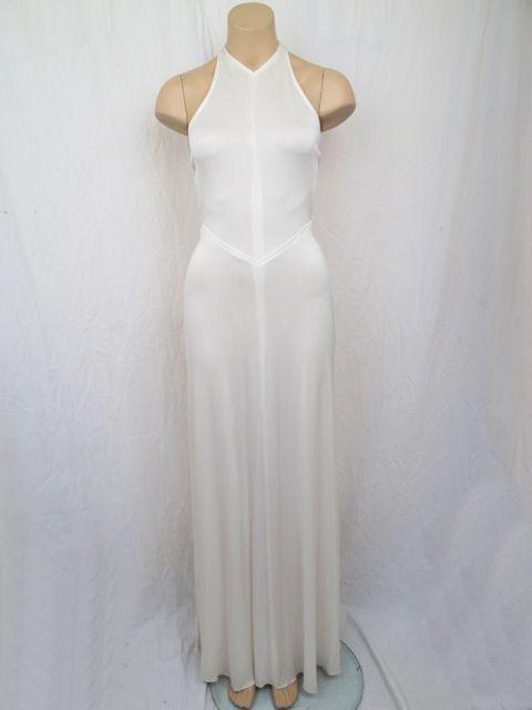 SCOTT BARRIE White Silk Jersey Halter Dress