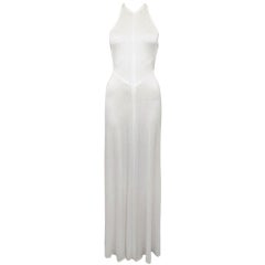 SCOTT BARRIE White Silk Jersey Halter Dress