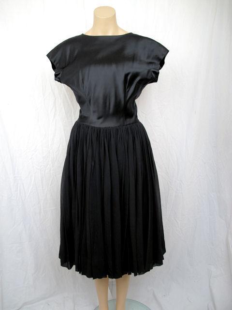 MOLLIE PARNIS Blk Taffeta Flaired Skirt Dress