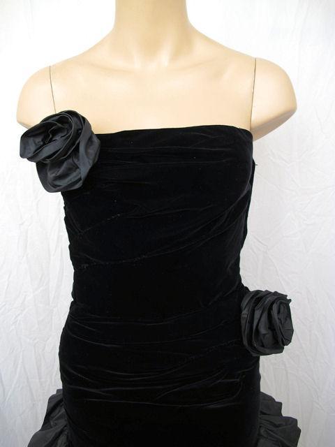 Women's VICTOR COSTA Blk Velvet & Taffeta Strapless Mini Dress For Sale