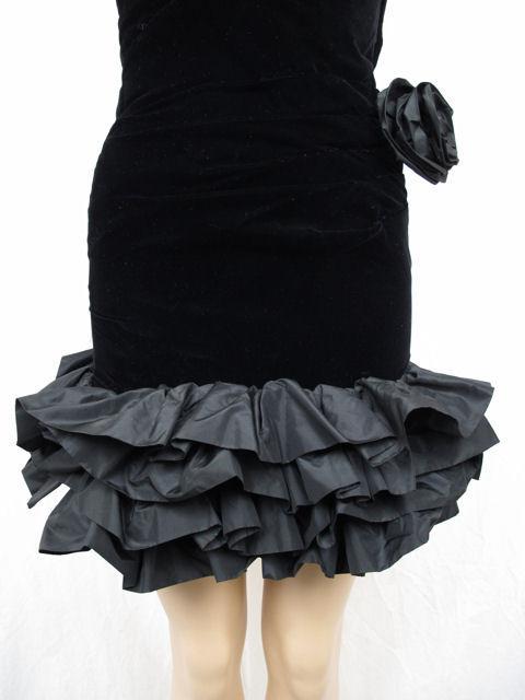 VICTOR COSTA Blk Velvet & Taffeta Strapless Mini Dress For Sale 1