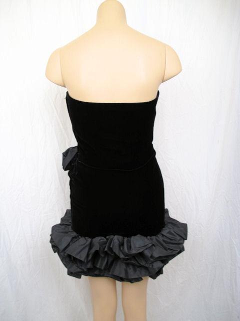 VICTOR COSTA Blk Velvet & Taffeta Strapless Mini Dress For Sale 4