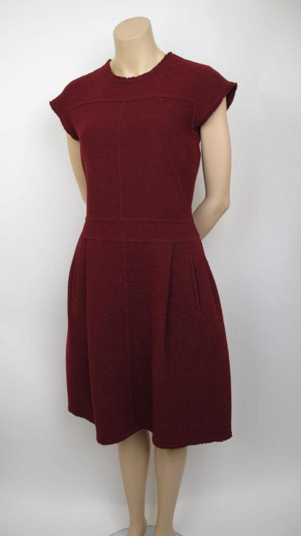OSCAR DE LA RENTA Burgundy Boucle Dress