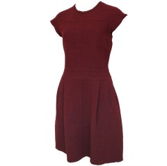 OSCAR DE LA RENTA Burgundy Boucle Dress For Sale at 1stDibs