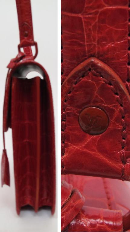LOUIS VUITTON Rare Limited Ed. Squary Red Alligator Bag For Sale 2