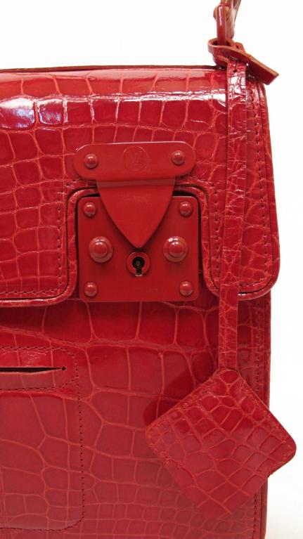 LOUIS VUITTON Rare Limited Ed. Squary Red Alligator Bag For Sale 3