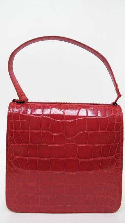 LOUIS VUITTON Rare Limited Ed. Squary Red Alligator Bag For Sale 4