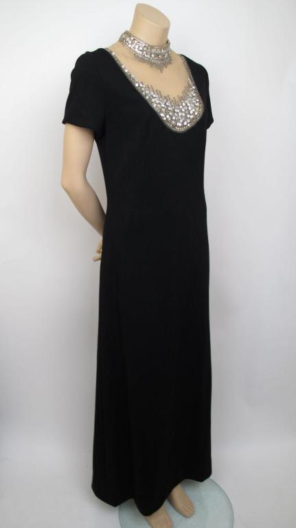 Women's MR BLACKWELL  Sheer Illusion Jeweled Black Dress For Sale