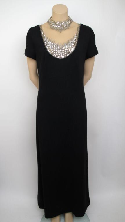 MR BLACKWELL  Sheer Illusion Jeweled Black Dress For Sale 1