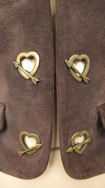 Women's MOSCHINO Brown Suede Hearts & Arrows  Fringed Cropped Jacket