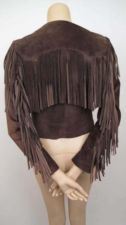 MOSCHINO Brown Suede Hearts & Arrows  Fringed Cropped Jacket 5