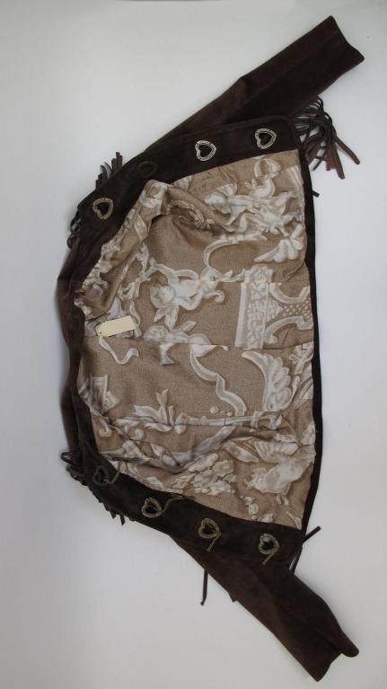 MOSCHINO Brown Suede Hearts & Arrows  Fringed Cropped Jacket 6