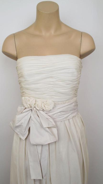 14058 Ecru Strapless Lace Dress