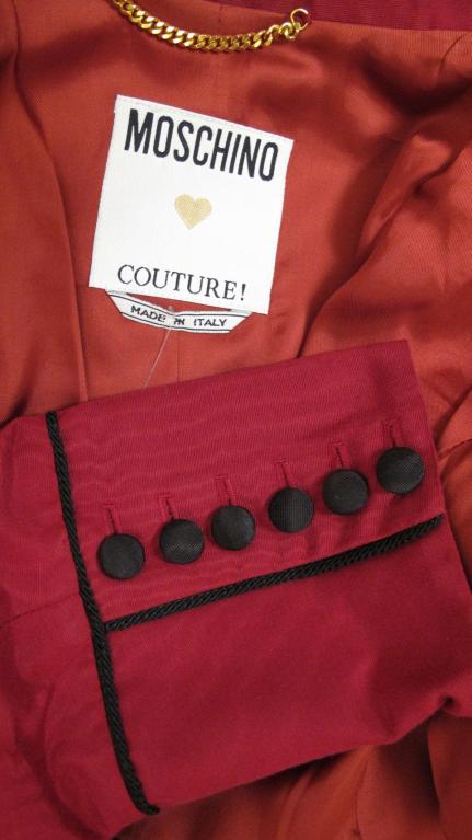 MOSCHINO Couture Burgundy 3/4 Flared Jacket For Sale 5