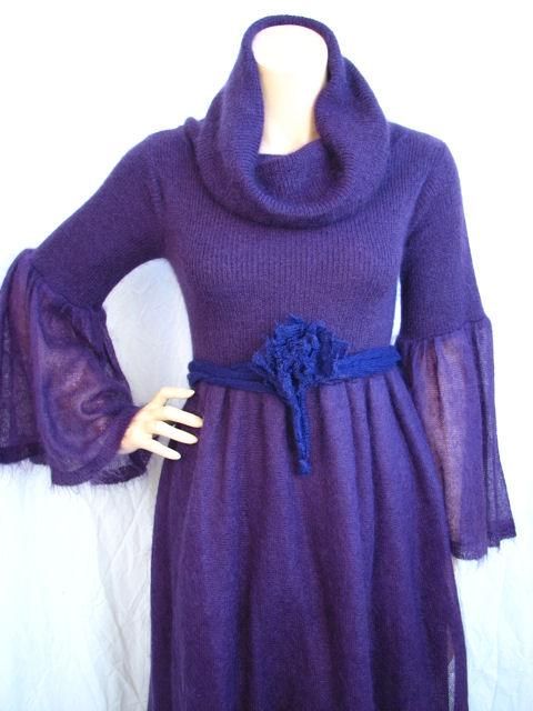 Krizia Purple Mohair Tiered Dress
