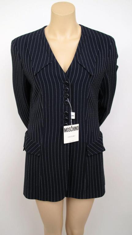 MOSCHINO Couture Repetita Juvant Blue Pinstriped Jacket