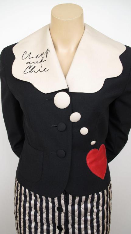 Women's MOSCHINO Cheap & Chic Blk & Ivory Logo Shirtsuit For Sale
