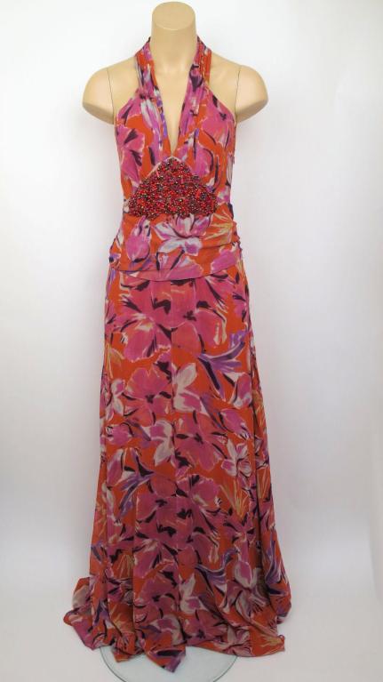 ETRO Multi Colored Floral Beaded Waist Dress