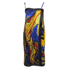GUCCI Blk & Abstract Swirl Patterned Wrap Dress