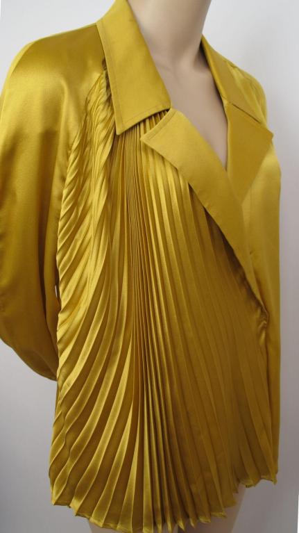 GUCCI Gold Partial Pleated Button Down Blouse