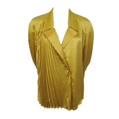 GUCCI Gold Partial Pleated Button Down Blouse