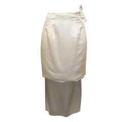 HELMUT LANG Ivory Silk Taffeta Skirt With Tails