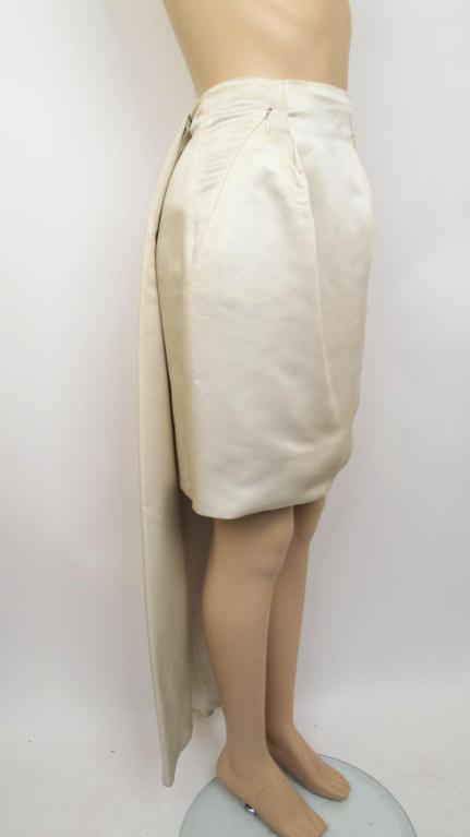 Women's HELMUT LANG Ivory Silk Taffeta Skirt With Tails