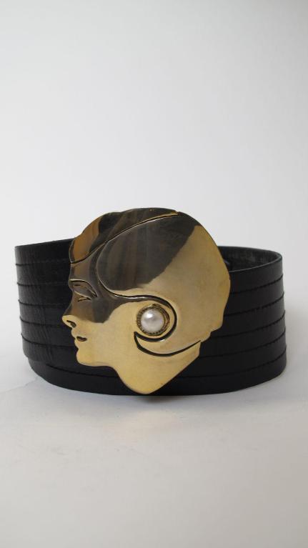 RARE Side Profile CHANEL Black Leather Belt