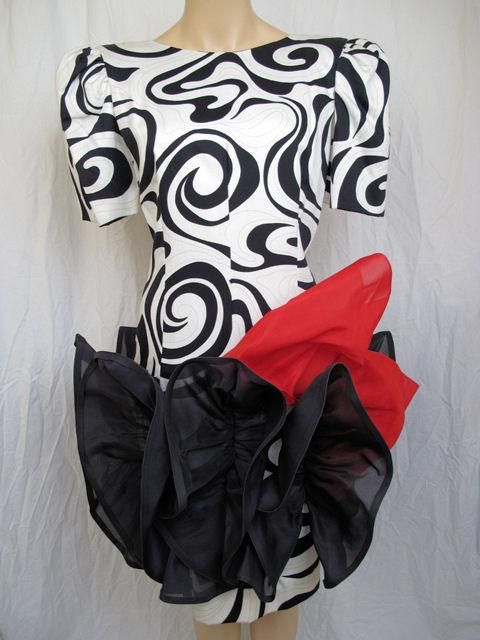 Lawrence Blk & White With Embellishment Party Dress