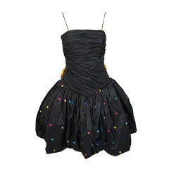 Vintage After Five by Julie Duroche Blk Ruched Bubble Party Dress