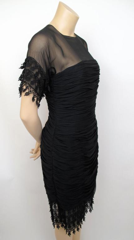 MISS O By OSCAR DE LA RENTA Blk Ruched Dress For Sale 3