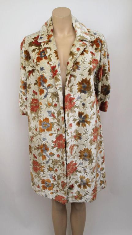 Tan & Rust Tapestry Carpet Chenille Coat