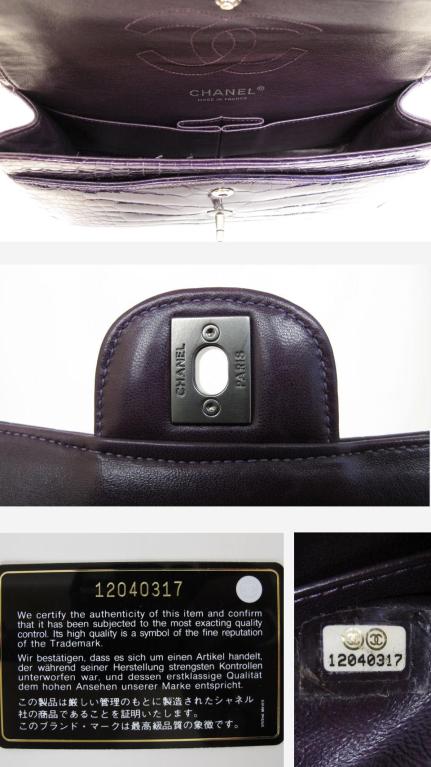 RARE Stunning CHANEL Amethyst Alligator Classic Double Flap Bag For Sale 7
