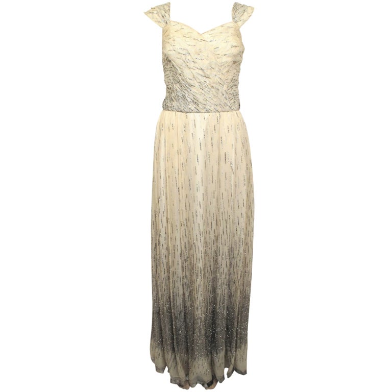 FIANDACA COUTURE Ivory Sparkled Dress For Sale